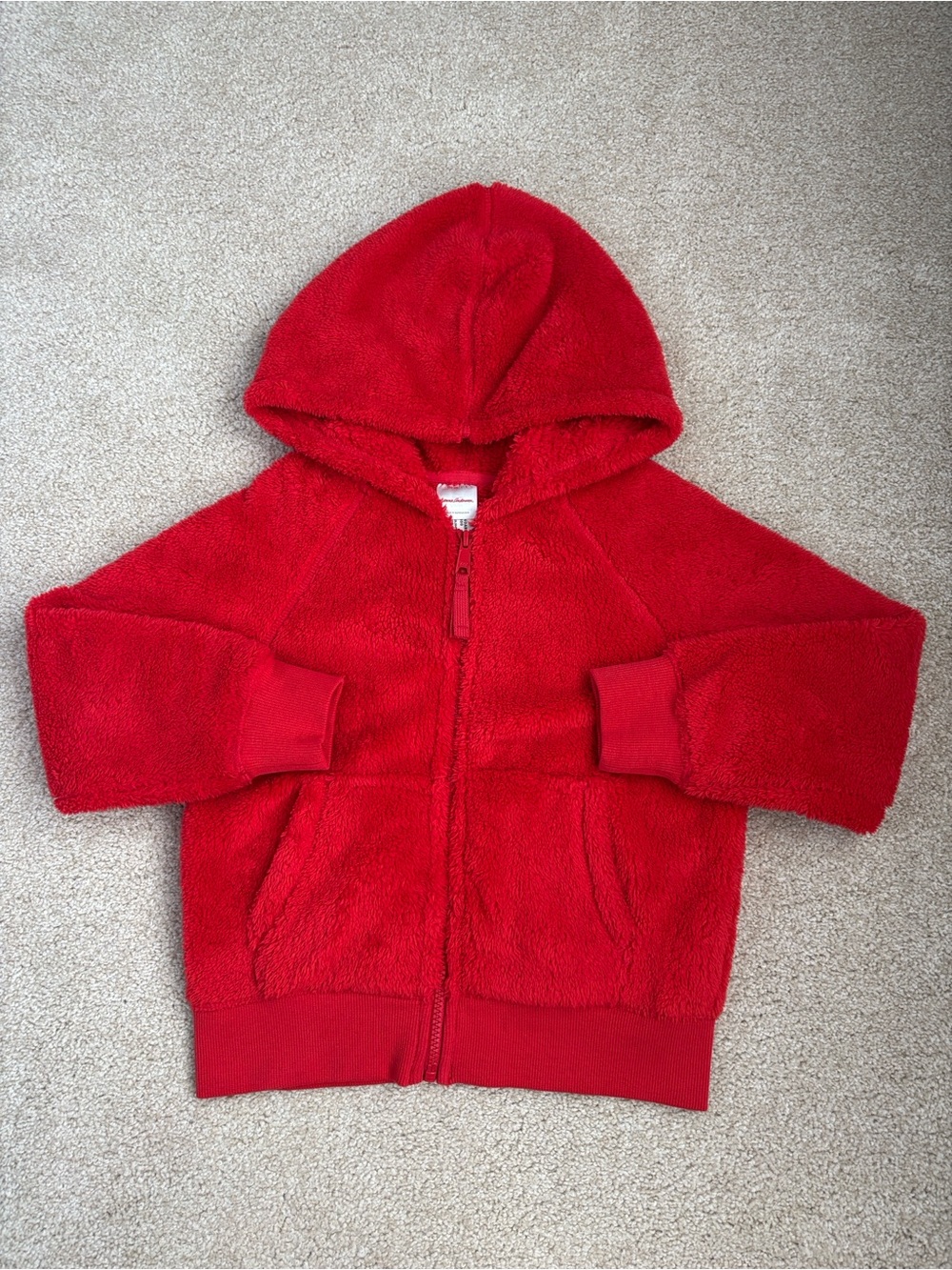 Hanna Andersson red marshmallow full zip fuzzy jacket, size 130 (8)